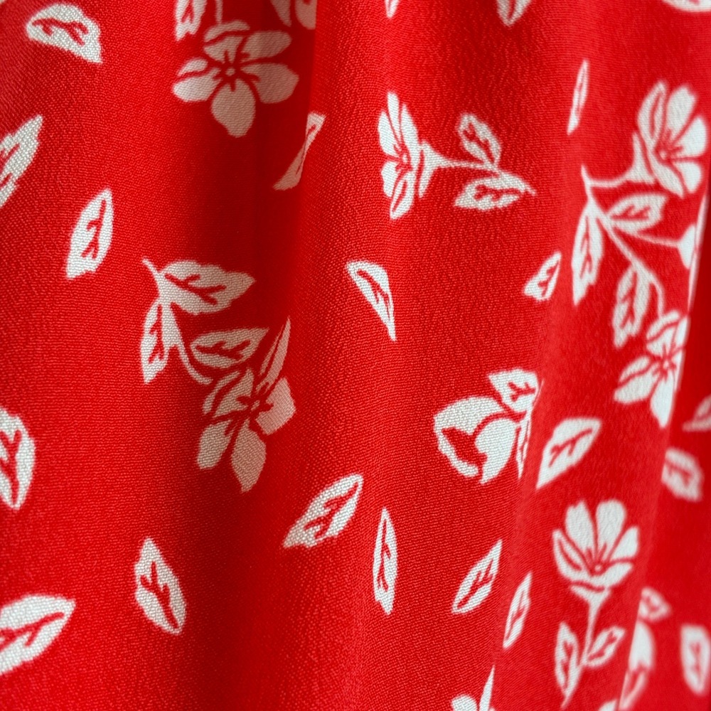 Lauren Ralph Lauren Womens 12 Midi Dress Red Floral Button Front Cottagecore - Picture 4 of 16